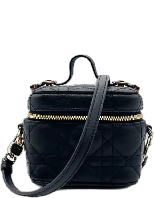 Lambskin Black Cannage Micro Lady Dior Vanity Case Shoulder Bag
