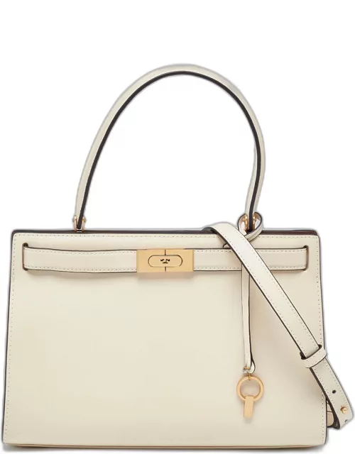 Tory Burch Cream Leather Small Lee Radziwill Top Handle Bag