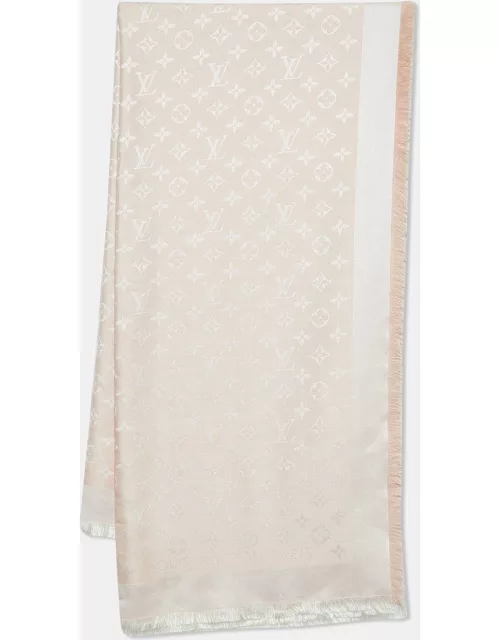 Louis Vuitton Pink Monogram Silk & Wool Denim Shaw