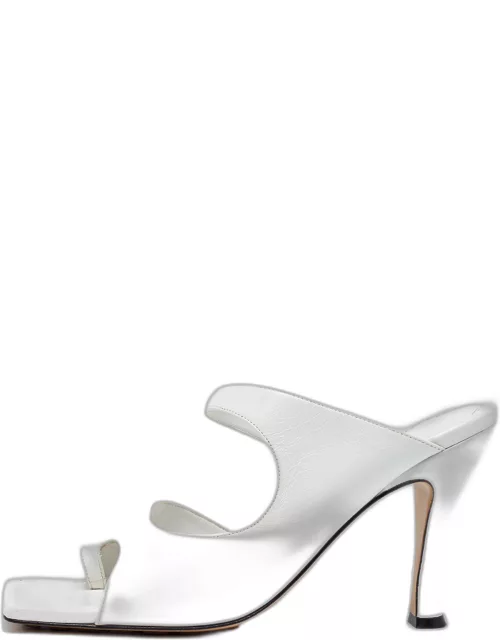 Bottega Veneta White Leather Thong Slide Sandal
