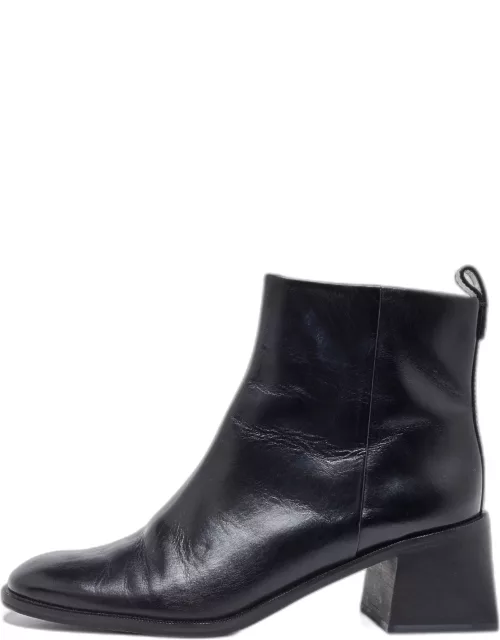 Tory Burch Black Leather Block Heel Ankle Boot