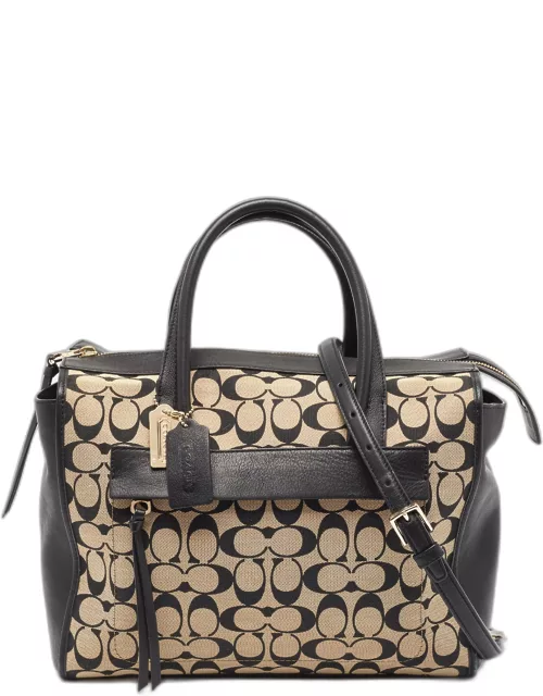 Coach Black Signature Canvas and Leather Bleecker Riley Tote