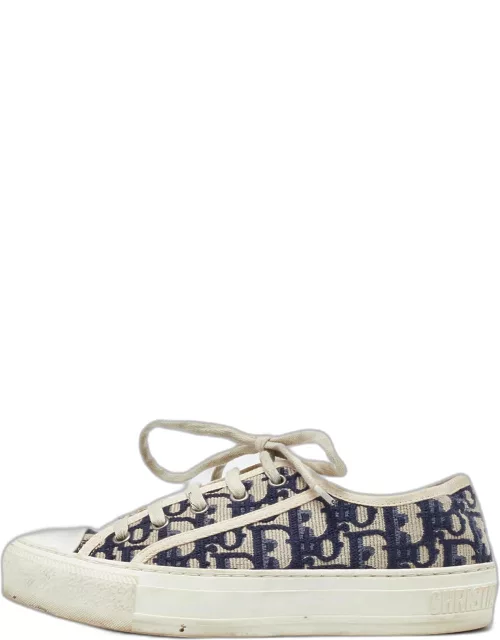Dior Navy Blue/White Canvas and Rubber Walk'n'Dior Low Top Sneaker