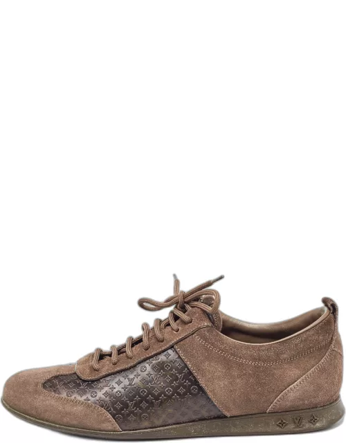 Louis Vuitton Brown Canvas and Suede Low Top Sneaker