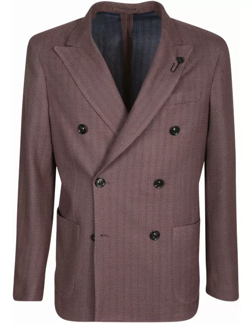 Lardini Jersey Double-breasted Brown Jacket