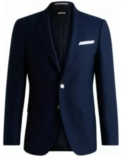 Slim-fit jacket in patterned wool- Dark Blue Men's Sport Coat