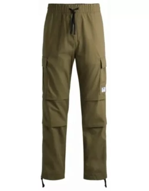 Relaxed-fit cargo trousers in structured cotton- Light Green Men's Casual Pant