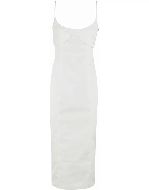 Rotate by Birger Christensen ruched Cup Midi Dress Cotton Dres