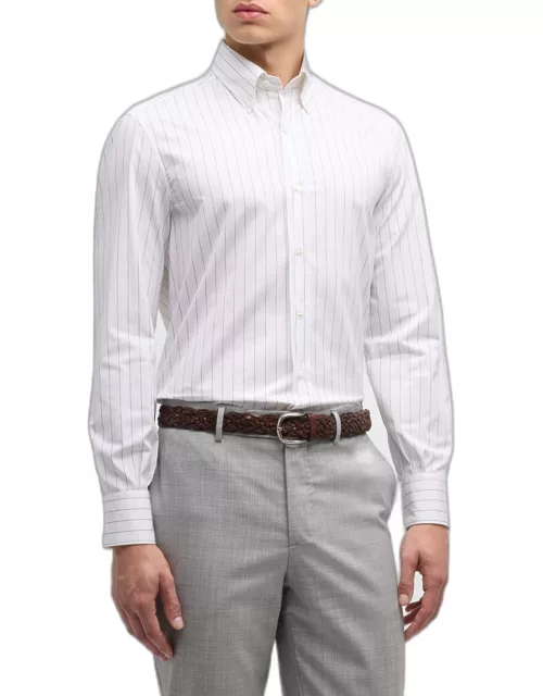Men's Wide Stripe Cotton Poplin Dress Shirt