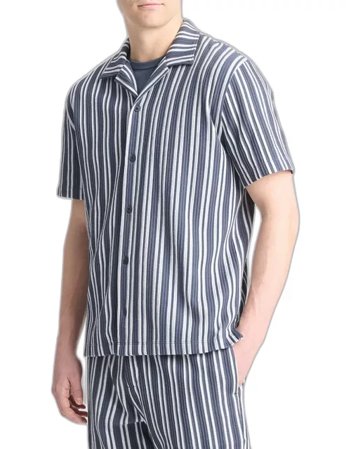 Men's Jacquard Stripe Camp Shirt