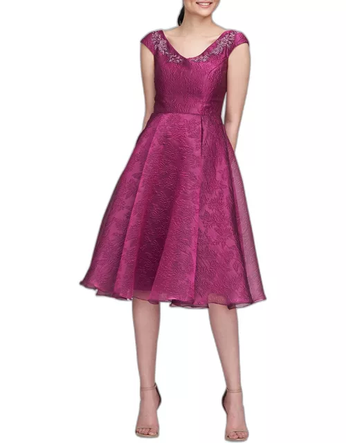 Kit Beaded Jacquard Fit & Flare Cocktail Dres