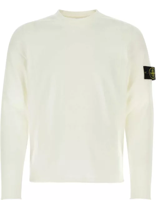 Stone Island White Cotton Sweater