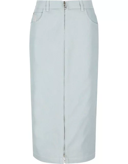 Fendi Zip-up Denim Midi Skirt