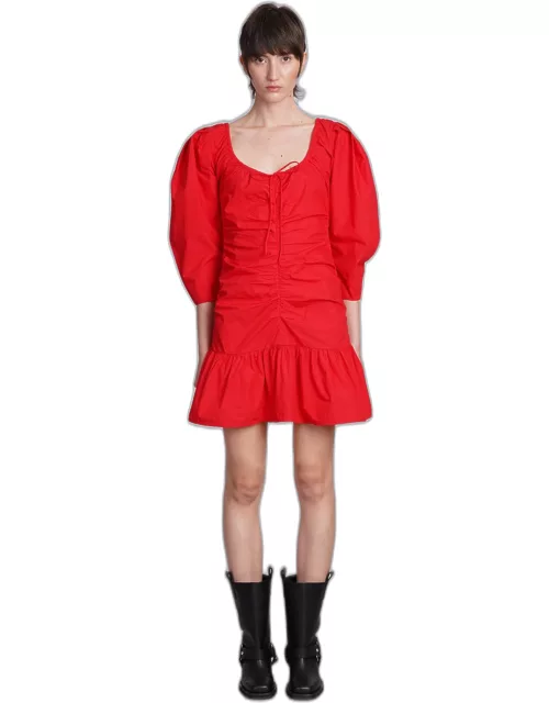 Ganni Dress In Red Cotton
