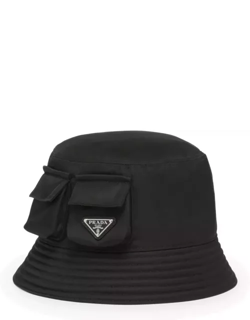 Prada Black Re-nylon Bucket Hat With Pocket