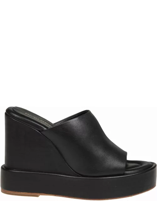 Paloma Barceló Angelina Wedge Sandal In Black Leather