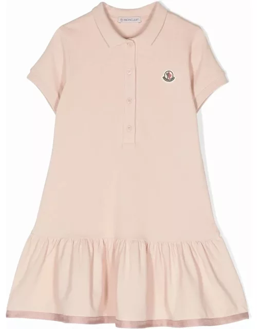 Moncler Pink Polo Style Dress With Logo Patch
