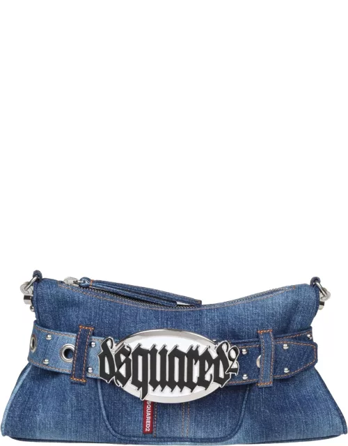 Dsquared2 Clutch In Denim Fabric With Logo