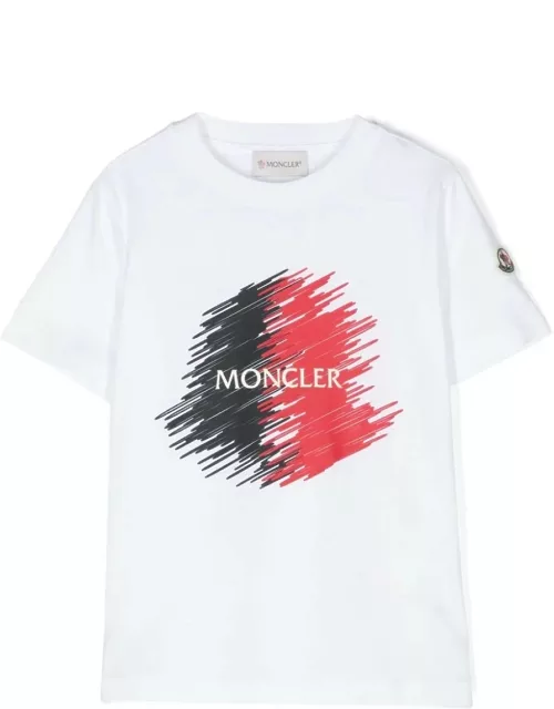 Moncler White T-shirt With Logo Motif