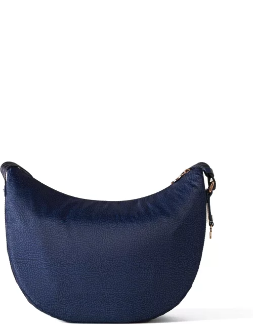 Borbonese Luna Small Shoulder Bag In Op Fabric And Leather