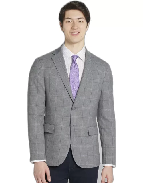 JoS. A. Bank Men's Tailored Fit Windowpane Sportcoat, Grey, 40 Long