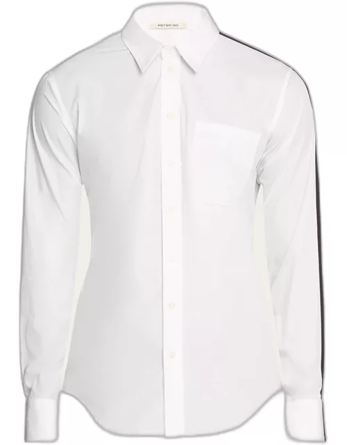 Men's Contrast Stripe Button-Down Office Shirt