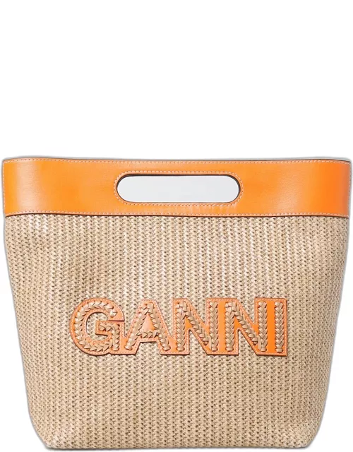 Ganni bag in raffia and recycled leather
