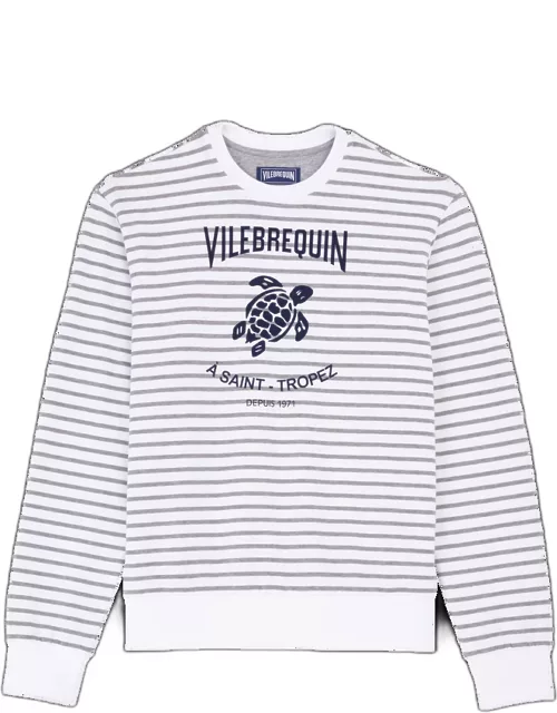 Men Cotton Striped Crewneck Sweatshirt - Sweater - Jorasses - White