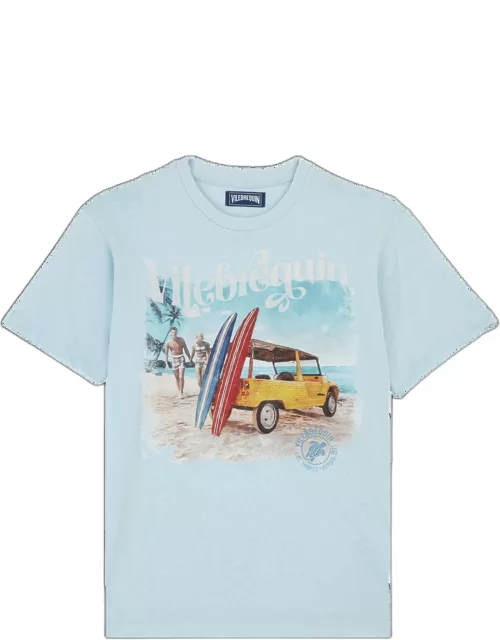 Men Cotton T-shirt Surf And Mini Moke - Tee Shirt - Portisol - Blue