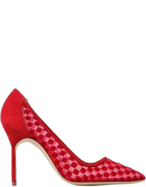 Manolo Blahnik pumps in suede and mesh with check pattern