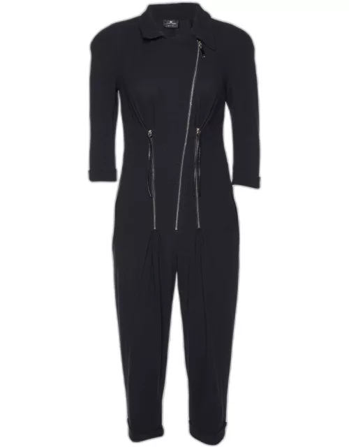 Elisabetta Franchi Black Crepe Zip Detail Jumpsuit