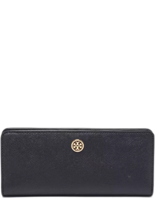 Tory Burch Black Leather Robinson Flap Continental Wallet