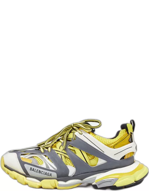 Balenciaga Yellow/Grey Faux Leather and Mesh Track Low Top Sneaker
