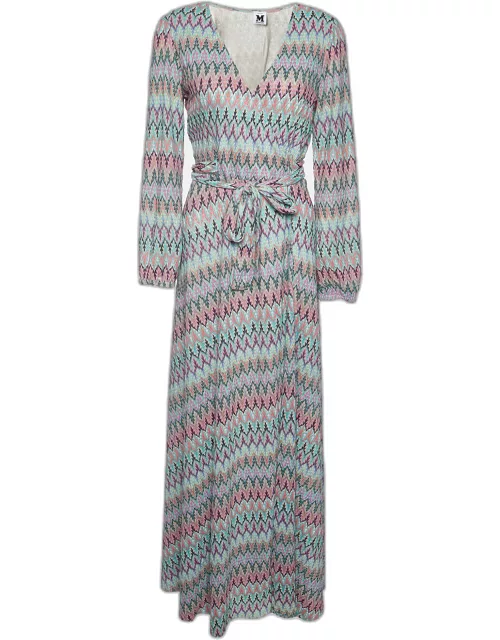 M Missoni Multicolor Chevron Knit Maxi Wrap Dress