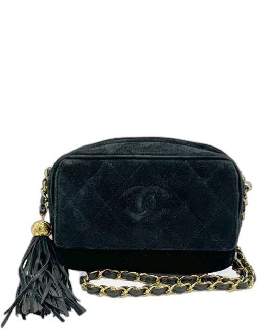 Chanel Black Suede Vintage Mini CC Camera Shoulder Bag