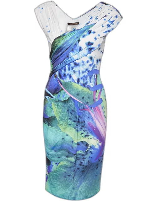 Roberto Cavalli Multicolor Printed Jersey Mid Dress
