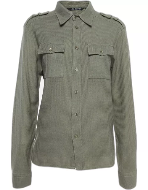 Neil Barrett Olive Green Cotton Military Shirt