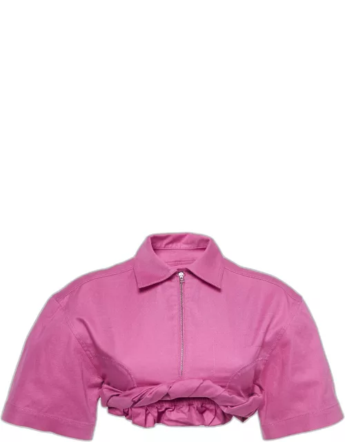 Jacquemus La Chemise Pink Silpa Cotton Blend Crop Shirt