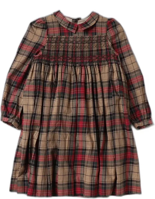 Bonpoint Donatelle dress in cotton with check pattern and embroidery
