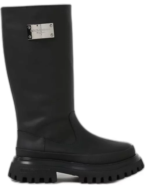 Dolce & Gabbana leather boots with logo plaque