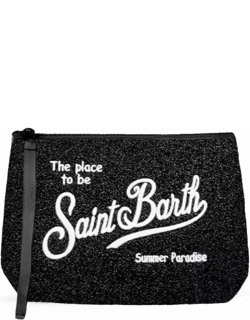 MC2 Saint Barth Aline Black Lurex Clutch Bag