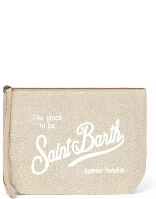MC2 Saint Barth Aline Beige Linen Clutch Bag
