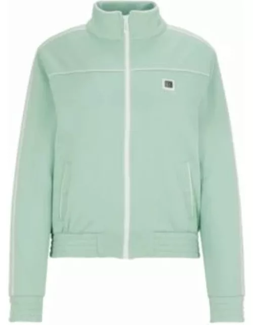 Loose-fit jersey jacket with stacked logo- Light Green Women's HUGO Your Way