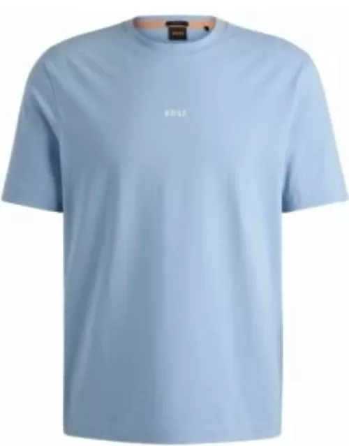 Relaxed-fit T-shirt in stretch cotton with logo print- Light Blue Men's Spring Outift