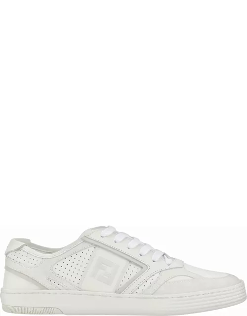 Fendi White Leather And Suede Step Sneaker