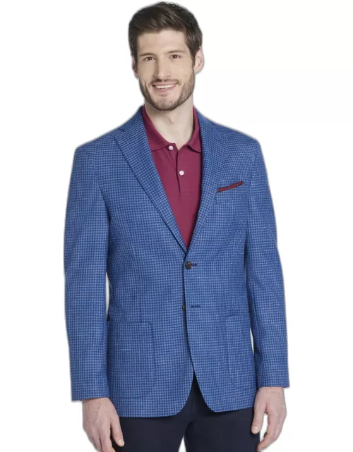 JoS. A. Bank Big & Tall Men's Tailored Fit Check Sportcoat , Blue, 56 Regular