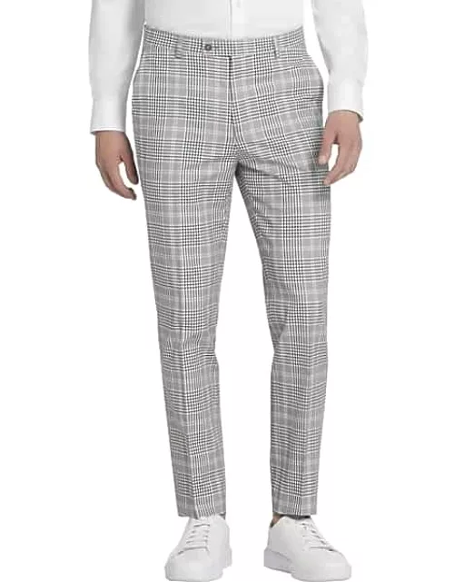 Paisley & Gray Men's Slim Fit Glen Plaid Suit Separates Pants Black/White Plaid
