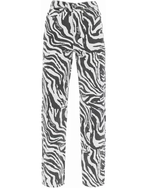 ROTATE straight leg zebra print jean