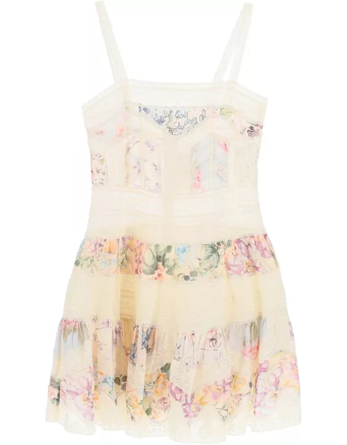 ZIMMERMANN "mini halliday dress with floral print and lace