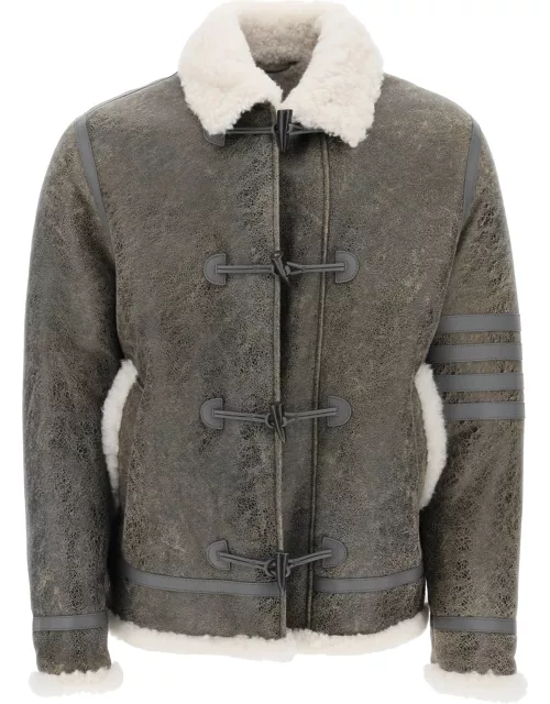 THOM BROWNE shearling cropped montgomery jacket